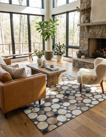 5' x 7' 8 Cowhide Leather Rug