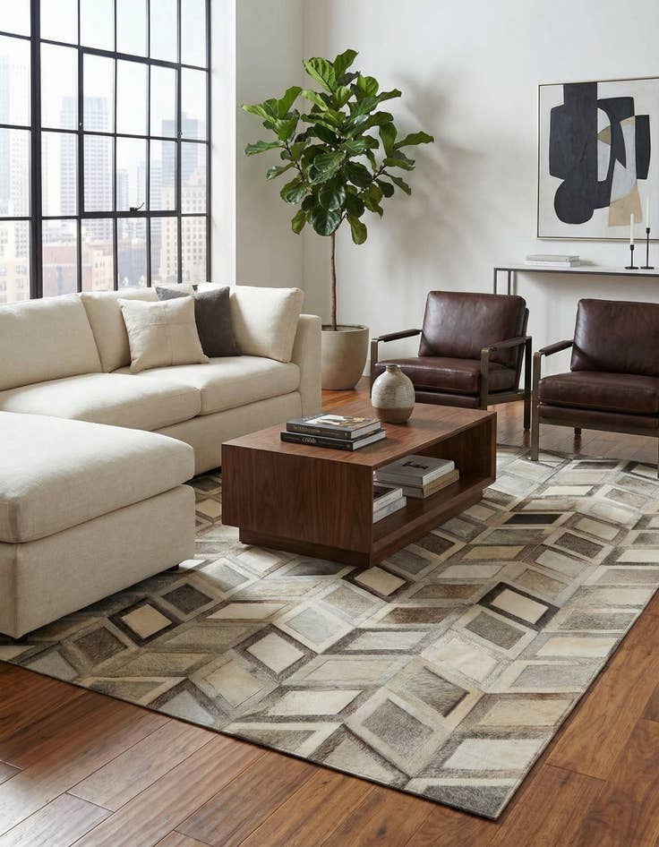 Detail image of  5' 3 x 7' 8 Cowhide - Patchwork Rug