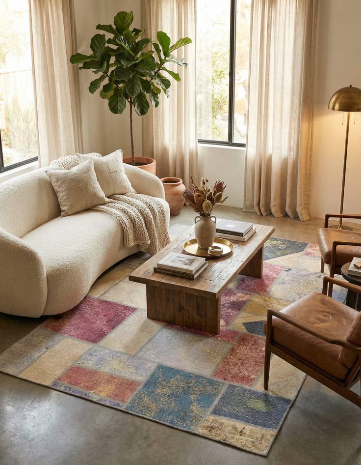 Detail image of  5' 8 x 7' 9  Hand Knotted Ultra Vintage Persian Wool Rug