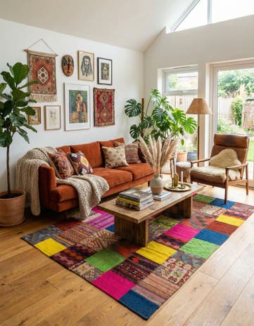6' 8 x 9' 10 Hand Woven Kilim Patchwork Wool Rug