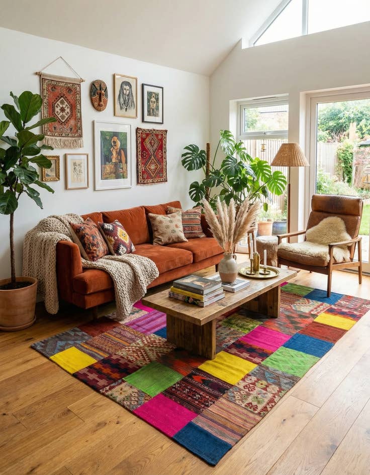 Detail image of 6' 8 x 9' 10  Hand Woven Kilim Patchwork Wool Rug