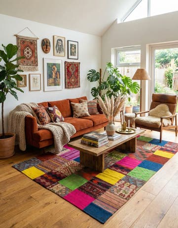 6' 8 x 9' 10 Hand Woven Kilim Patchwork Wool Rug