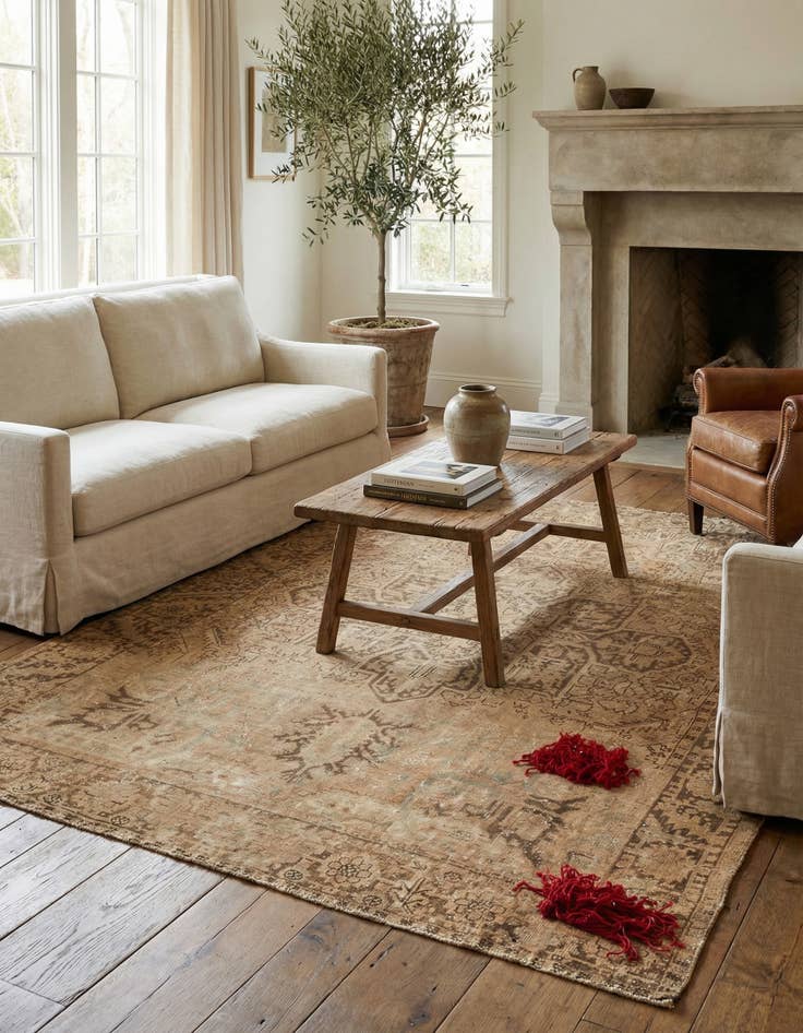 Detail image of 7' 8 x 9' 5  Hand Knotted Ultra Vintage Persian Wool Rug