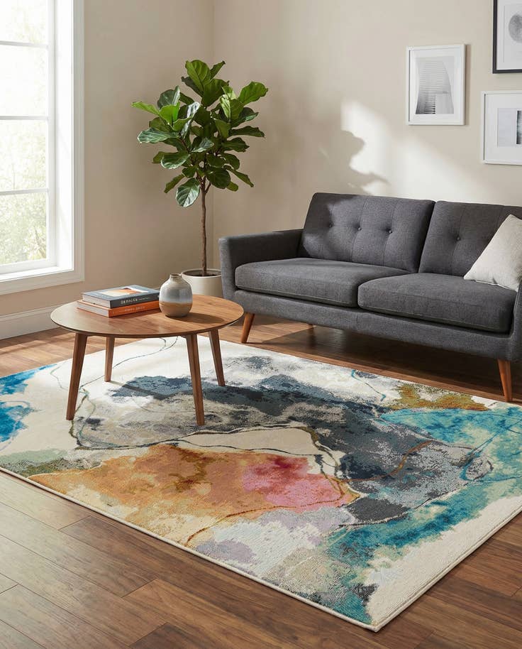 Detail image of 4' 1 x 6' 1 Easy-Clean Modern Indoor / Outdoor Rug