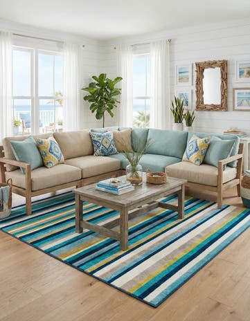 Teal Azalea Square Rug