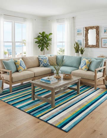 Teal Azalea Square Rug