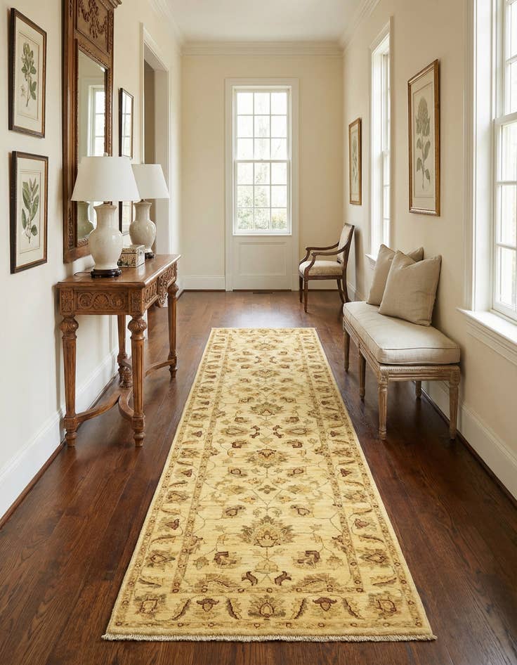 Detail image of 2' 8 x 9' 8 Hand Knotted Peshawar Ziegler Runner Rug