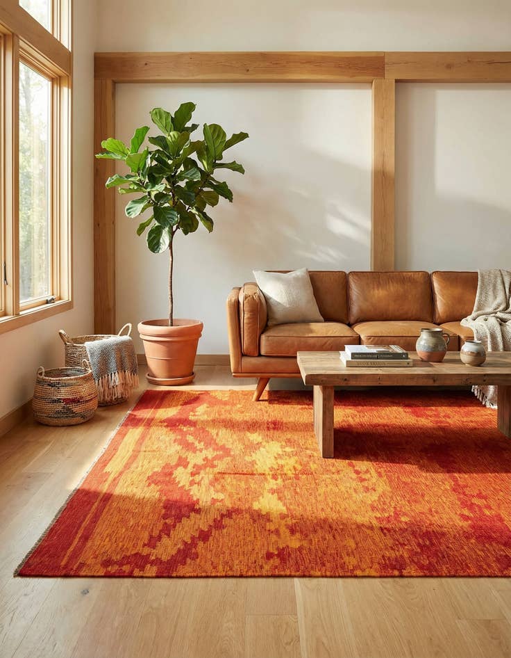 Detail image of 6' 8 x 9' 6  Hand Woven Kilim Modern Wool Rug