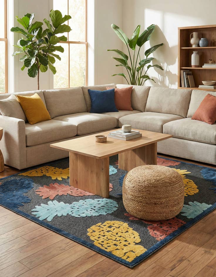 Detail image of 7' 10 x 7' 10  Washable Belize Indoor / Outdoor Square Rug