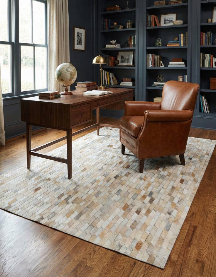 Detail image of 5' 1 x 8' 1 Cowhide Leather Rug