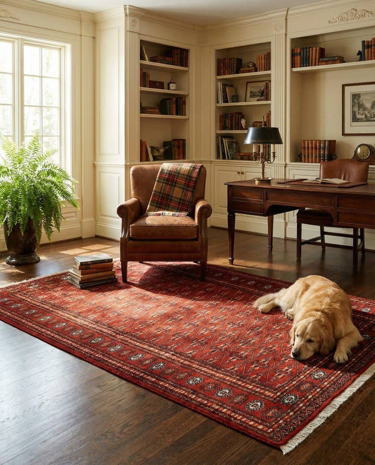 Detail image of 4' 1 x 6' 2 Hand Knotted Bokhara Oriental Wool Rug