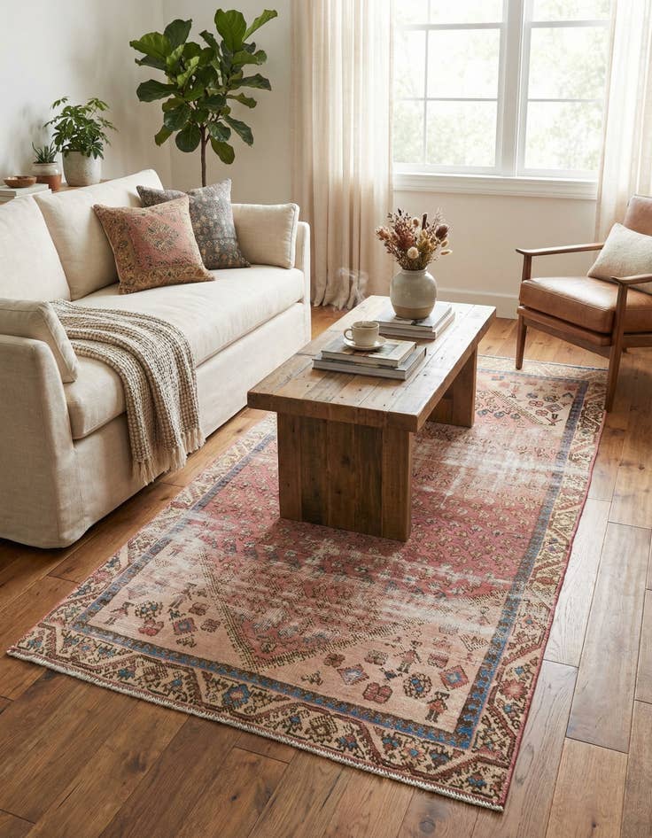 Detail image of 4' x 8' 1  Hand Knotted Ultra Vintage Persian Wool Runner Rug