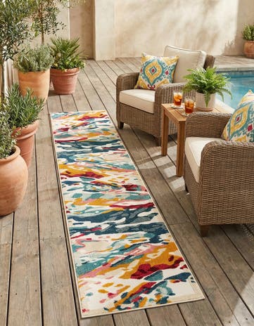 2' 7 x 12' Easy-Clean Casablanca Indoor / Outdoor Runner Rug