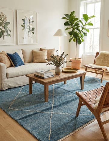 5' 7 x 8' 4 Hand Knotted Moroccan Wool Rug