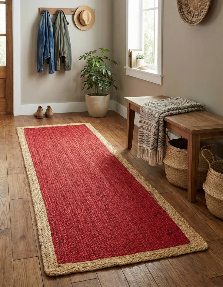 Detail image of 2' x 6' 1  Hand Braided Jute Runner Rug