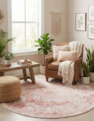 Pink Oxford Round Rug