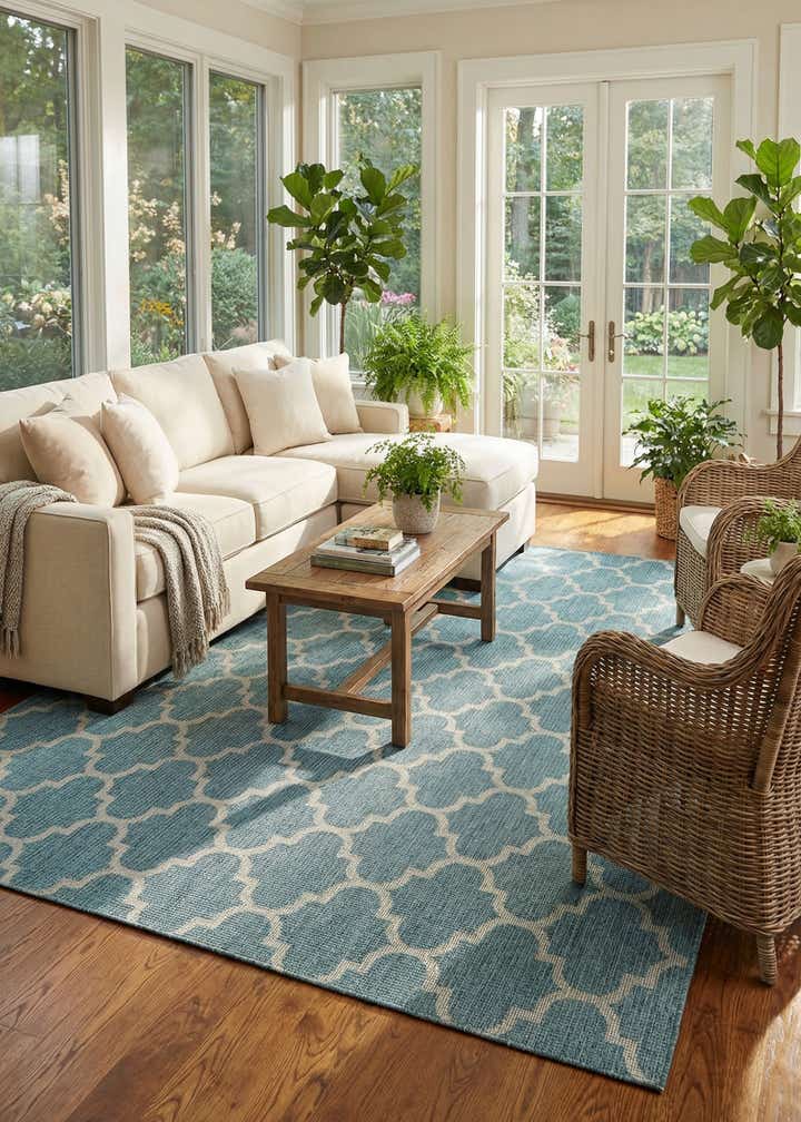 9' x 12' Easy-Clean Trellis Indoor / Outdoor Rug