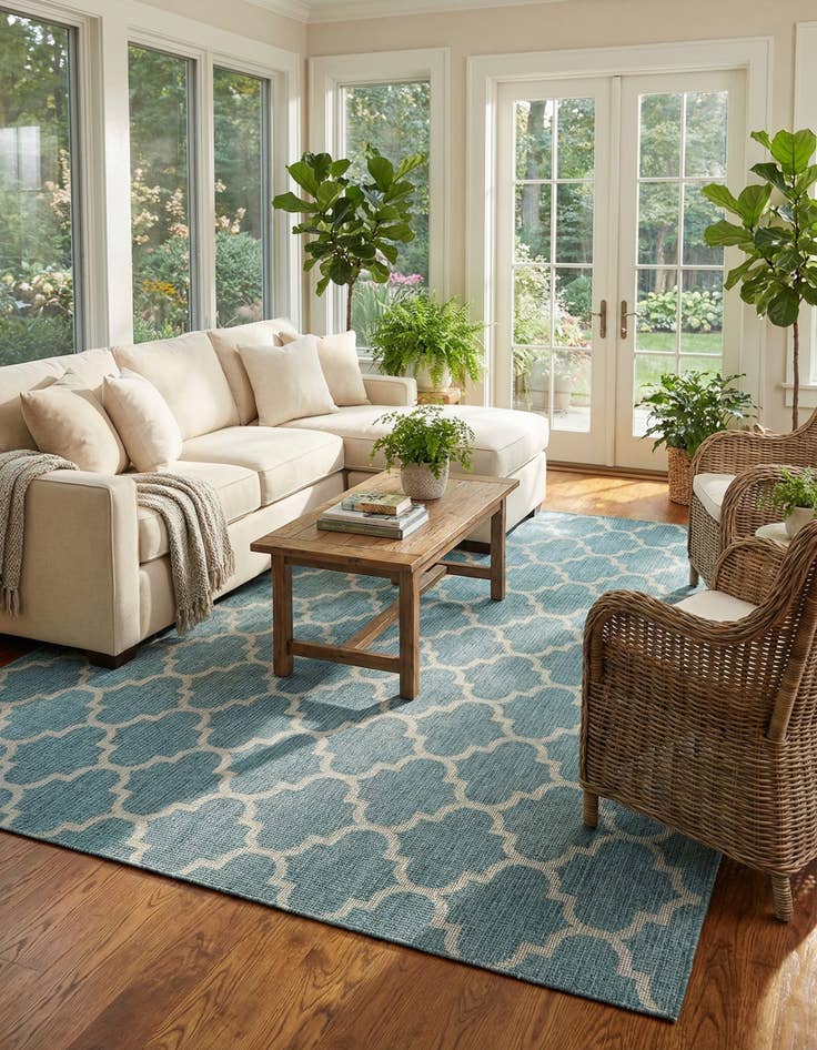 Detail image of 9' x 12' Easy-Clean Trellis Indoor / Outdoor Rug