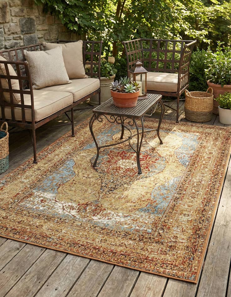 Detail image of 4' x 6'  Washable Traditional Indoor / Outdoor Rug