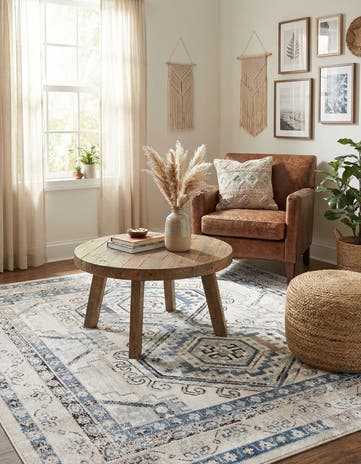 Gray Blue Charlotte Square Rug