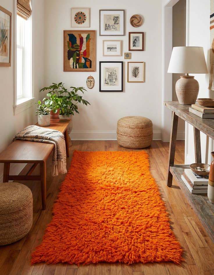 Detail image of  2' 5 x 4' 5  Hand Knotted Moroccan Wool Runner Rug