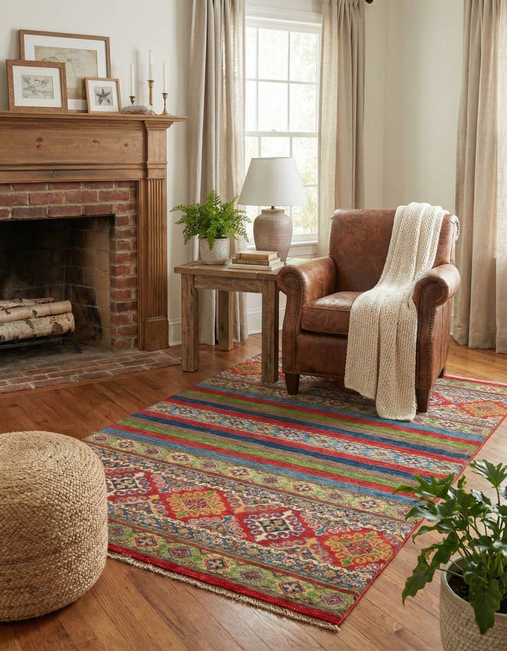 Detail image of 3' 10 x 6' 1  Hand Knotted Kazak Rug