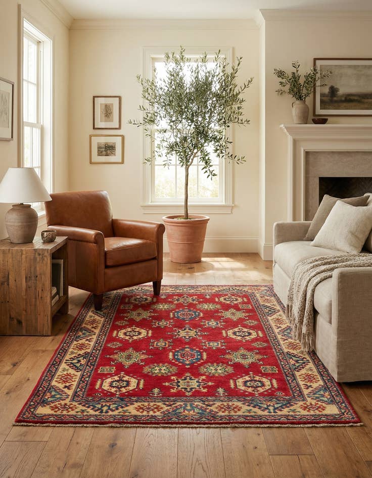 Detail image of 4' x 6' 1  Hand Knotted Kazak Rug