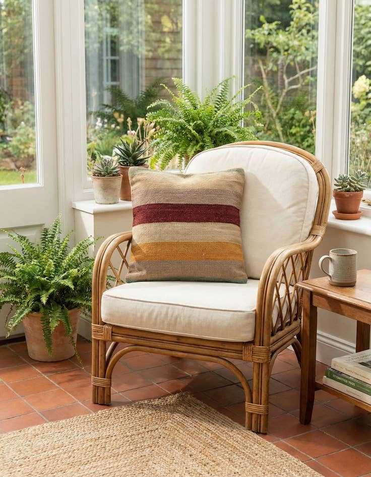 Detail image of 1' 5 x 1' 6  Hand Woven Pillow Wool Square Rug