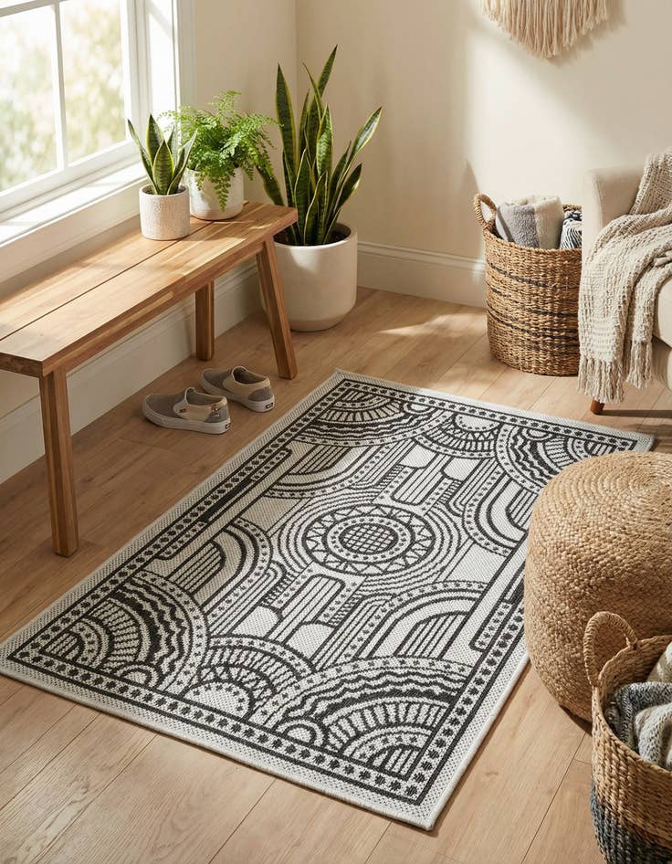 Detail image of 2' x 3' 1 Easy-Clean Traditional Indoor / Outdoor Rug