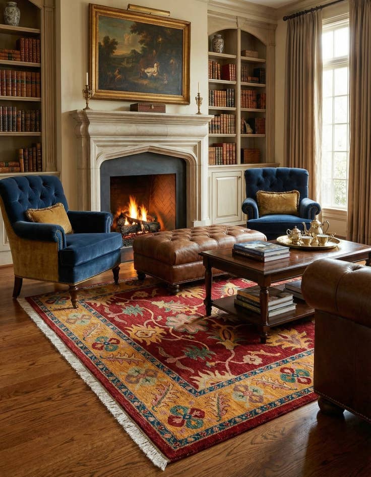 Detail image of 6' 5 x 6' 5  Hand Knotted Ziegler Wool Square Rug