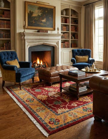 6' 5 x 6' 5 Hand Knotted Ziegler Wool Square Rug