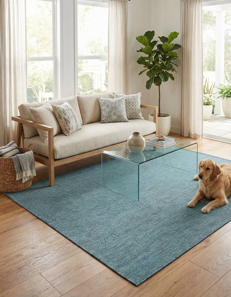 Detail image of 7' x 10'  Washable Solid Indoor / Outdoor Rug