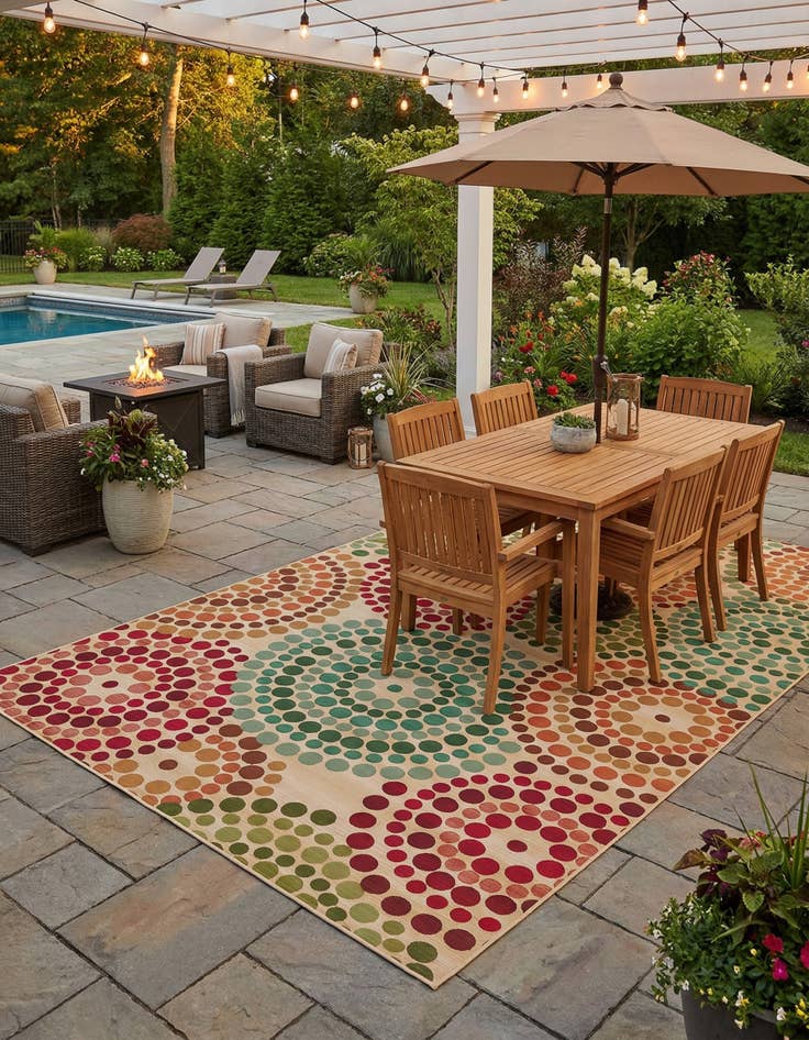 Detail image of 8' x 11' 4  Washable Modern Indoor / Outdoor Rug