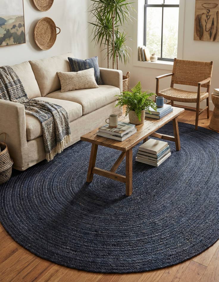 Detail image of  8' x 10'  Hand Braided Jute Oval Rug