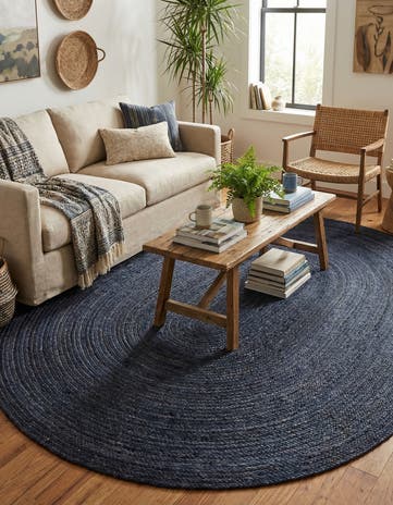 8' x 10' Handmade Braided Jute Oval Rug