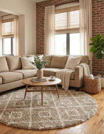 7' 10 x 7' 10 Lattice Shag Round Rug