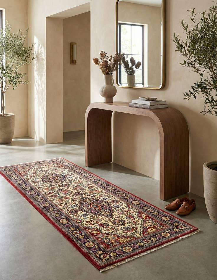 Detail image of  2' 9 x 6' 6  Hand Knotted Qom Persian Runner Rug