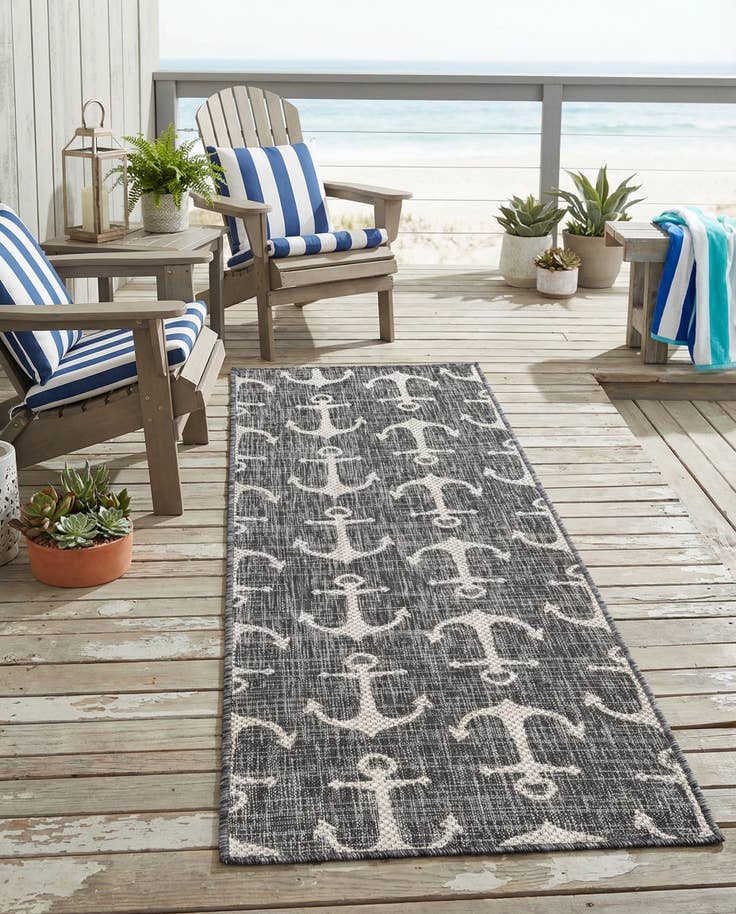 Detail image of 2' x 6' Easy-Clean Coastal Indoor / Outdoor Runner Rug