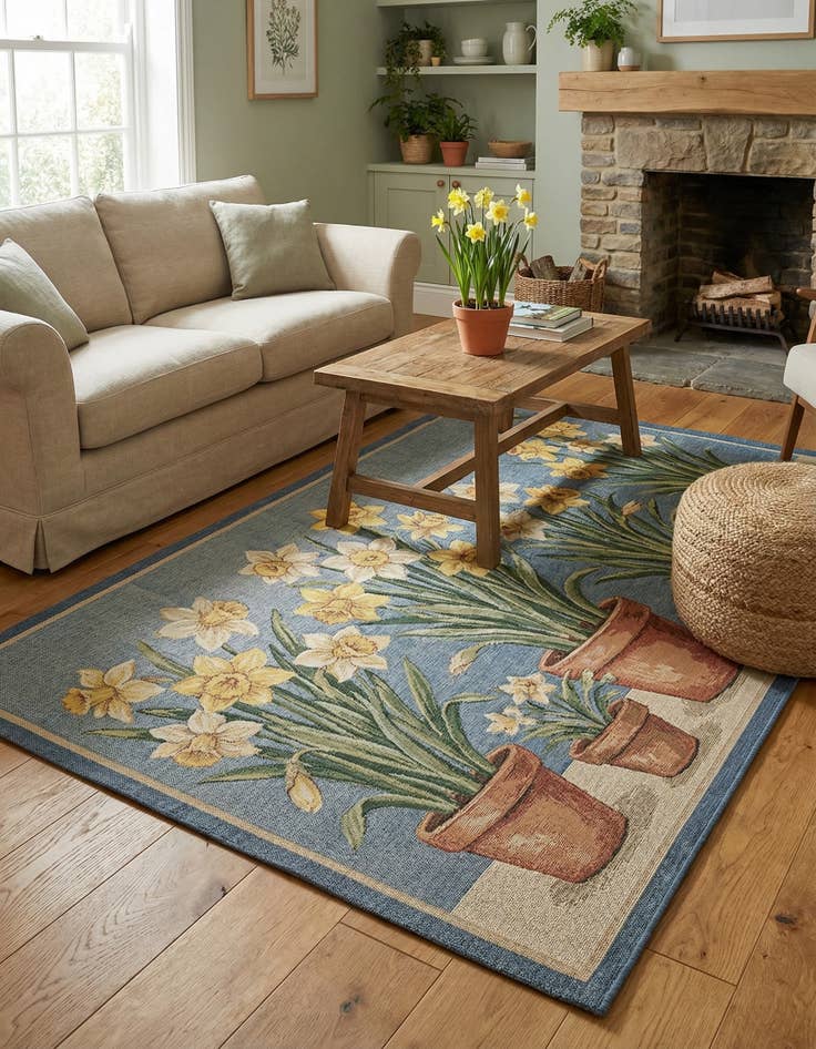 Detail image of  6' x 9'  Washable Botanical Indoor / Outdoor Rug
