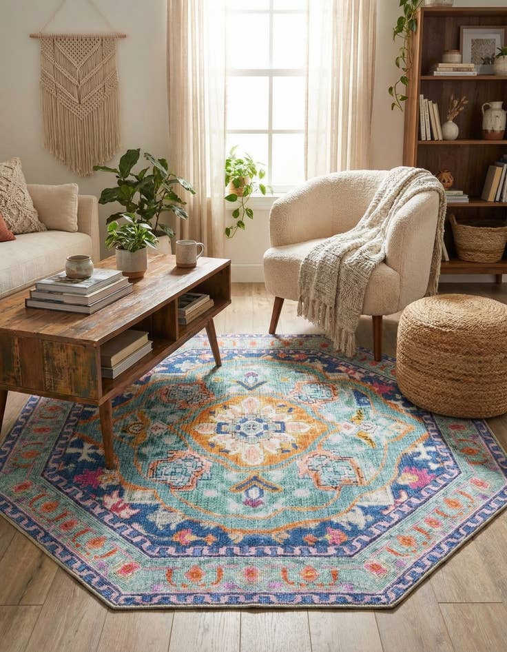 Detail image of  5' 3 x 5' 3 Timeless Octagon Rug