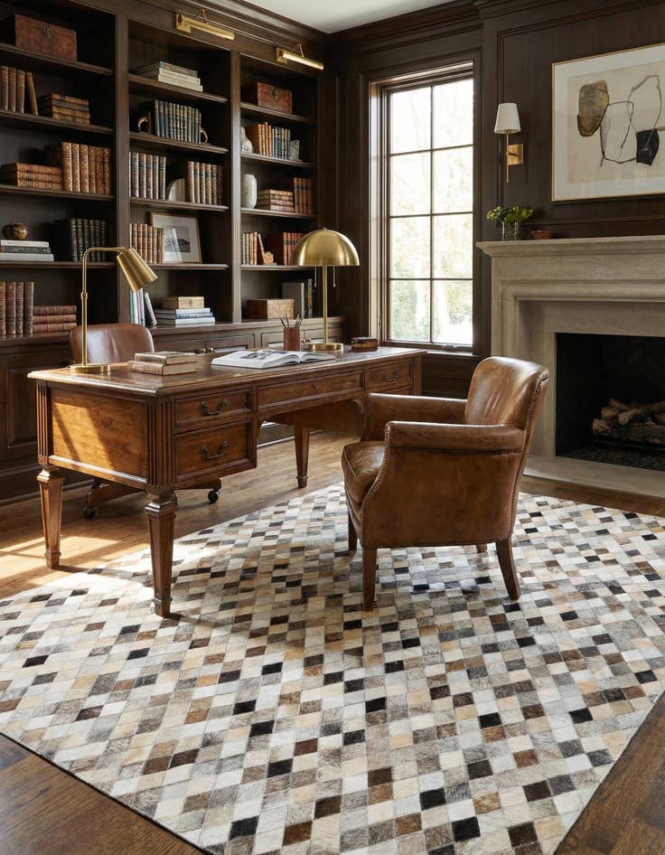 Detail image of 4' 8 x 6' 7 Cowhide Stocks Rug