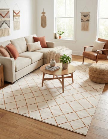 White and Gold Vogue Geo Rug