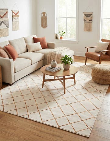White and Gold Vogue Geo Rug