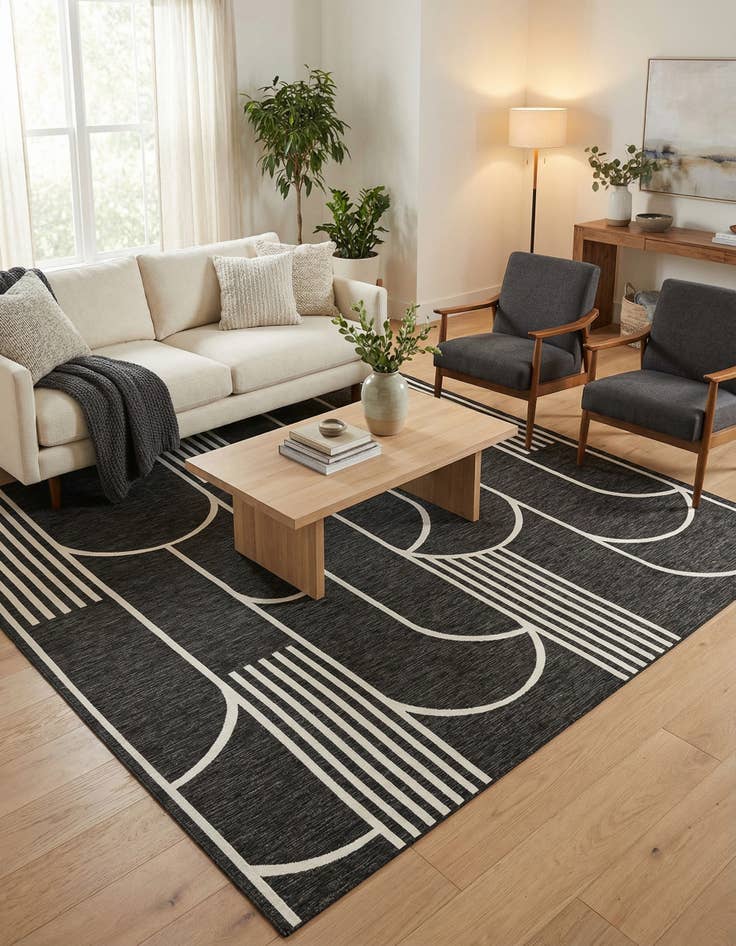 Detail image of  12' x 12'  Washable Modern Indoor / Outdoor Square Rug