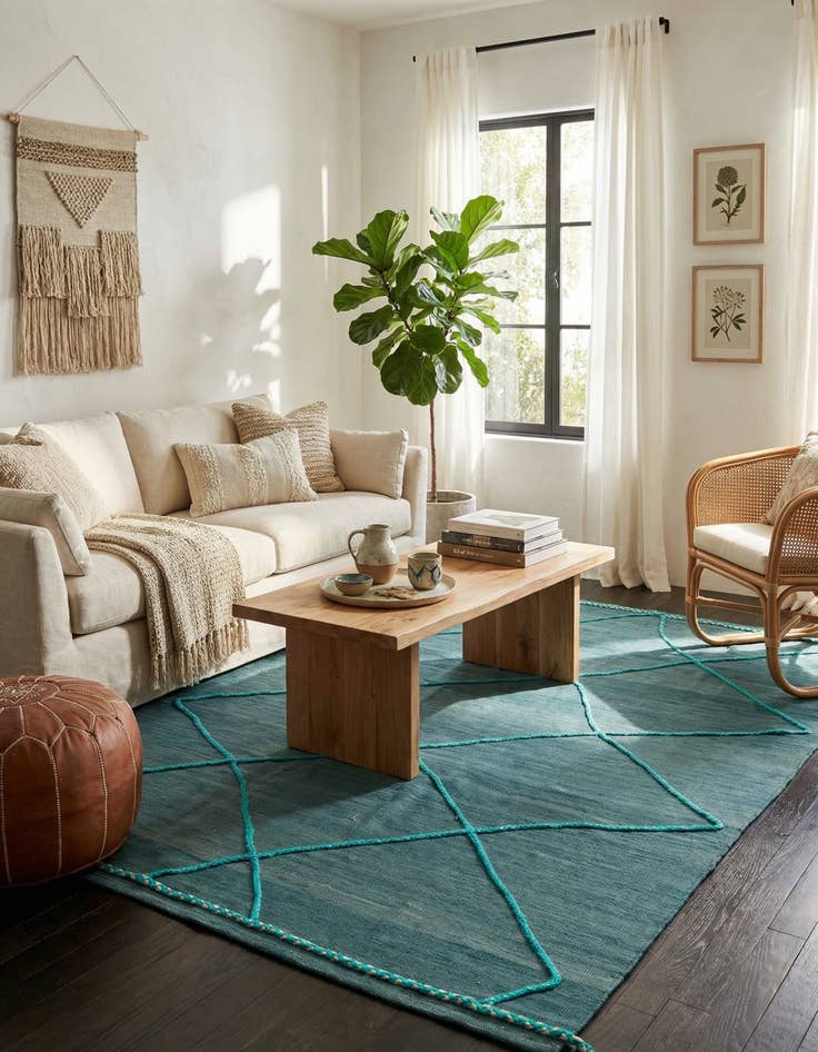 Detail image of 5' 8 x 7' 8  Hand Knotted Moroccan Wool Rug