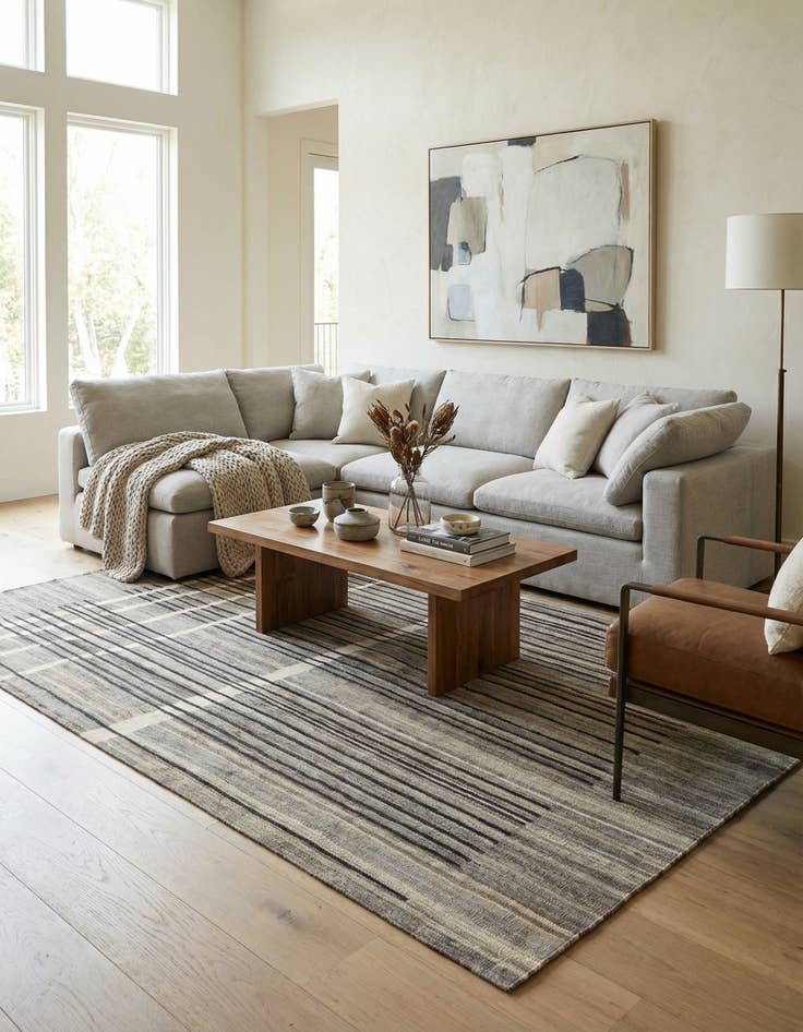 Detail image of 5' 8 x 8' 2  Hand Woven Kilim Modern Wool Rug