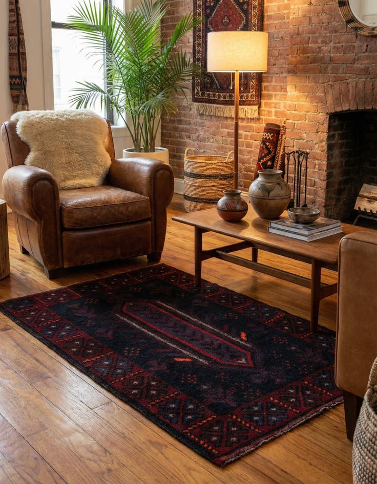 Detail image of 2' 10 x 4' 8  Hand Knotted Balouch Persian Wool Rug