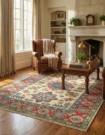 5' 1 x 7' 2 Hand Knotted Kazak Rug