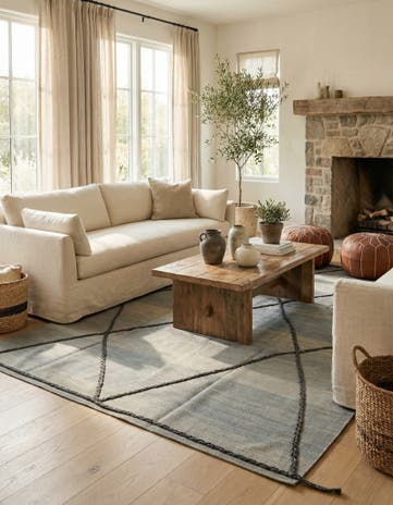 6' 7 x 9' 4 Hand Knotted Moroccan Wool Rug