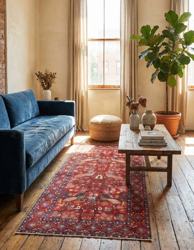 Detail image of  3' 6 x 6' 5  Hand Knotted Ultra Vintage Persian Wool Rug